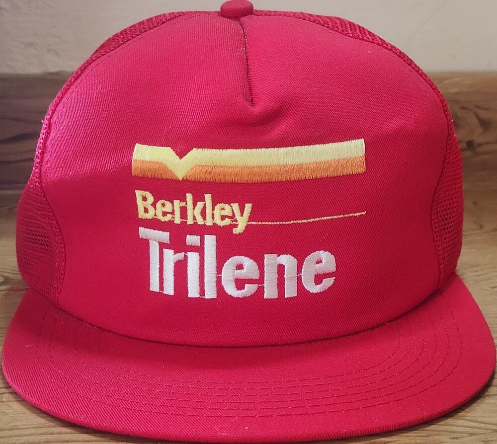 Berkley Trilene Trucker Hat Men's Red Adjustable Snapback Fishing Promo Vintage